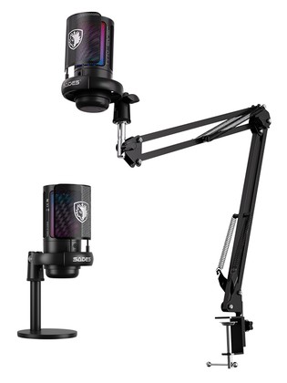 ME6S-BK SADES gaming μικρόφωνο TYTO με βάση γραφείου & επιτραπέζια, pop φίλτρο, καρδιοειδές, USB, μαύρο
