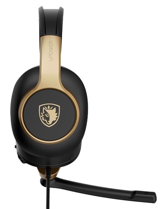 SA-703-BK-1 SADES gaming headset UPOWER, 3.5mm σύνδεση, 40mm, μαύρο/χρυσό