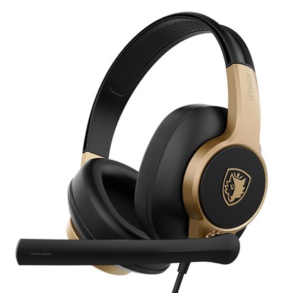 SA-703-BK SADES gaming headset UPOWER, 3.5mm σύνδεση, 40mm, μαύρο/χρυσό