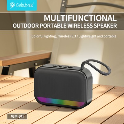 SP-21-1 CELEBRAT φορητό ηχείο SP-21, 5W, Bluetooth, 1200mAh, μαύρο