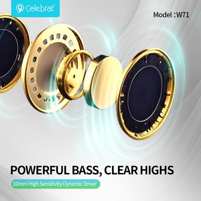 W71-BK-1 CELEBRAT earphones με θήκη φόρτισης W71, True Wireless, 10mm, 30/200mAh, μαύρα
