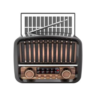 023719-1 Επαναφορτιζόμενο ραδιόφωνο Retro με ηλιακό πάνελ - K-371S - 023719 - Black