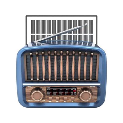 023719-2 Επαναφορτιζόμενο ραδιόφωνο Retro με ηλιακό πάνελ - K-371S - 023719 - Blue