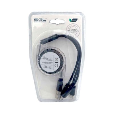 099408 Καλώδιο φόρτισης & data πτυσσόμενο - 3in1 - E3 - 1.2m - 099408