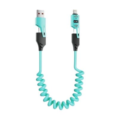 102048-1 Καλώδιο φόρτισης & data σπιράλ - 4in1 - Fast Charge - X204 - 27-65W - 102048 - Blue