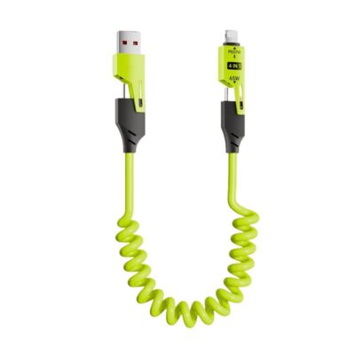102048-2 Καλώδιο φόρτισης & data σπιράλ - 4in1 - Fast Charge - X204 - 27-65W - 102048 - Green