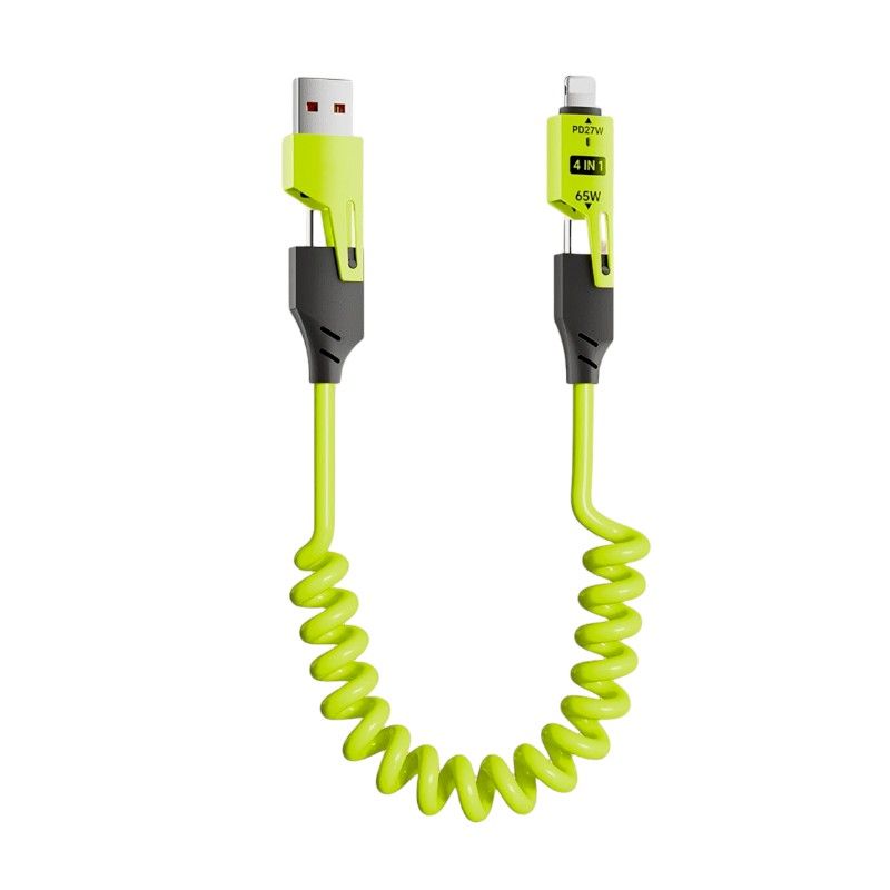 Καλώδιο φόρτισης & data σπιράλ - 4in1 - Fast Charge - X204 - 27-65W - 102048 - Green