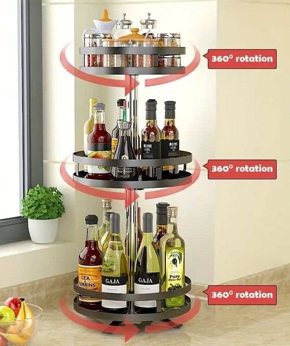 Ραφιέρα οργάνωσης κουζίνας περιστρεφόμενη τριώροφη - 11903 - 114012