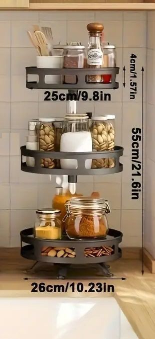 Ραφιέρα οργάνωσης κουζίνας περιστρεφόμενη τριώροφη - 11903 - 114012