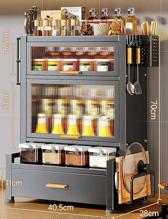 Ντουλάπι οργάνωσης κουζίνας τριώροφο - 11909 - 114036 - Black