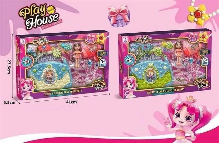 Σετ τσαντάκι με αξεσουάρ ομορφιάς & κούκλα mini - 633-11 - 215302