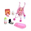 Κούκλα μωρό με σετ μπάνιου και καροτσάκι - 669-609B - 215565