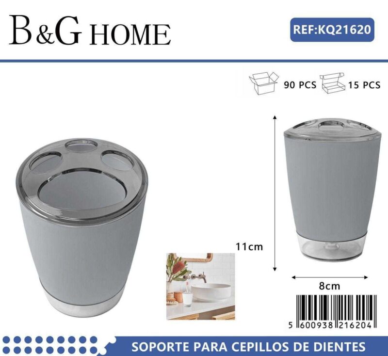 Θήκες οδοντόβουρτσας πλαστικές σε σετ 5Χ - Grey - 21620