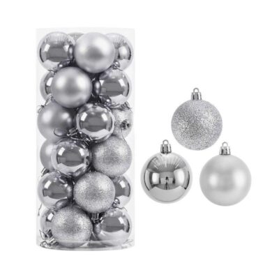 326017_SILVER Σετ Χριστουγεννιάτικες μπάλες - 10cm - 20pcs - 326017 - Silver