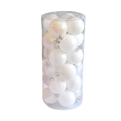 326017_WHITE Σετ Χριστουγεννιάτικες μπάλες - 10cm - 20pcs - 326017 - White