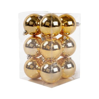 326062_GOLD Σετ Χριστουγεννιάτικες μπάλες - 8cm - 12pcs - 326062 - Gold