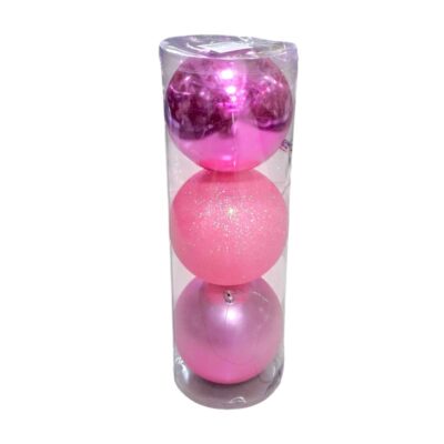 326123-2 Σετ Χριστουγεννιάτικες μπάλες - 12cm - 3pcs - 326123 - Pink