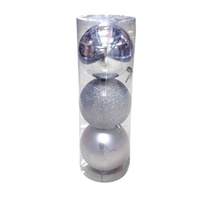 326123-3 Σετ Χριστουγεννιάτικες μπάλες - 12cm - 3pcs - 326123 - Silver