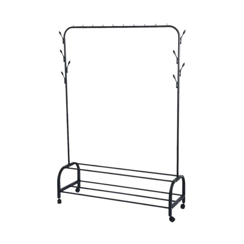 Τροχήλατη κρεμάστρα δαπέδου με ράφια παπουτσιών - YP-608 - 522629 - Black