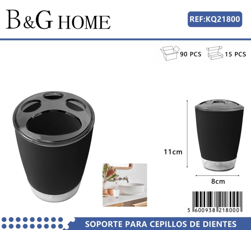 Θήκες οδοντόβουρτσας πλαστικές σε σετ 5Χ - Black - 21800