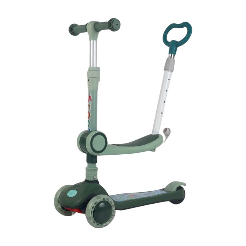 Παιδικό πατίνι τρίκυκλο με κάθισμα & λαβή - JX806 - 630118 - Green