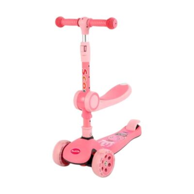 630118-2-2 Παιδικό πατίνι τρίκυκλο με κάθισμα & λαβή - JX806 - 630118 - Pink