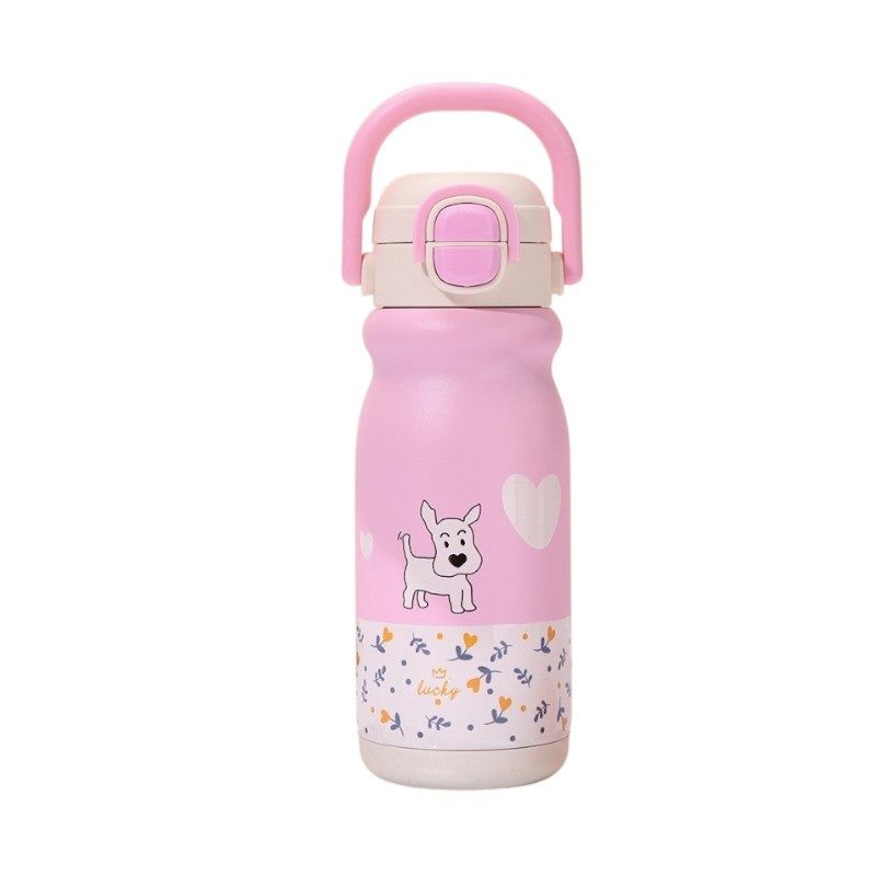 Παιδικό παγούρι-θερμός με καλαμάκι - 500ml - 696246 - Pink