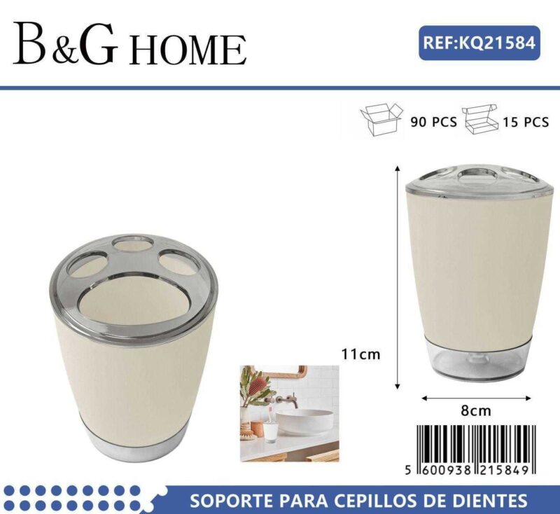 Θήκες οδοντόβουρτσας πλαστικές σε σετ 5Χ - Beige - 21584