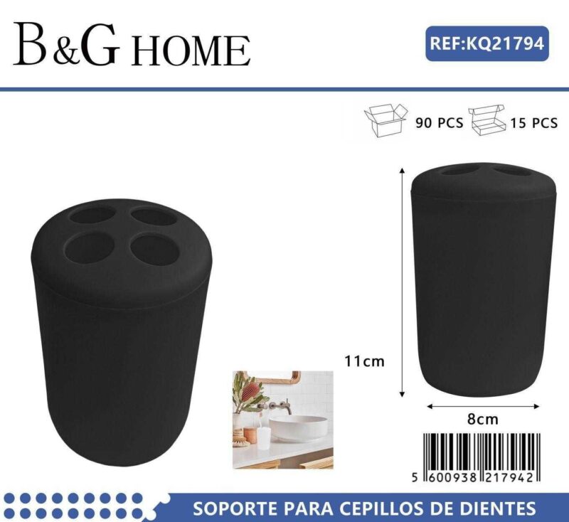 Θήκες οδοντόβουρτσας πλαστικές σε σετ 5Χ - Black - 21794