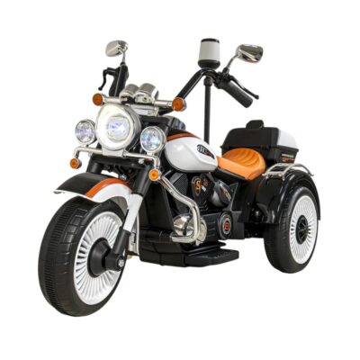 701114-2 Παιδικό ηλεκτροκίνητο τρίκυκλο scooter με φάρο - BJQ-6388 - 701114 - White/Orange