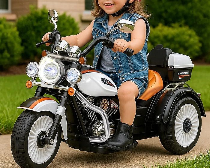 Παιδικό ηλεκτροκίνητο τρίκυκλο scooter με φάρο - BJQ-6388 - 701114 - White/Orange