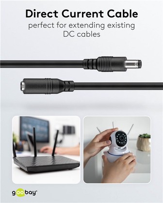 71399-1 GOOBAY καλώδιο προέκτασης τροφοδοσίας 71399, 5.5x2.1mm, 3m, μαύρο