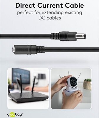 71401-1 GOOBAY καλώδιο προέκτασης τροφοδοσίας 71401, 5.5x2.5mm, 3m, μαύρο