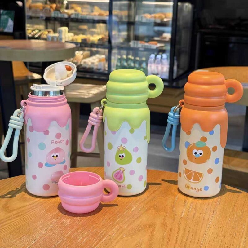 Παιδικό παγούρι-θερμός με κούπα - 420ml - 340908 - Pink