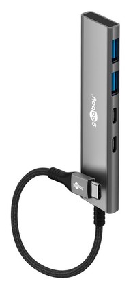 76563 GOOBAY USB hub 76563, 4x θυρών, USB 3.2, 5Gbps, USB-C σύνδεση, γκρι