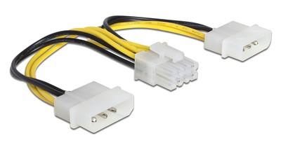 83410 DELOCK καλώδιο 2x 4pin molex σε 8pin EPS 83410, 0.15m
