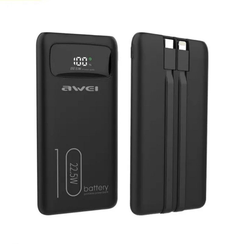 Powerbank - 10.000mah -  P168K - 22.5W - AWEI - 002448 - Black
