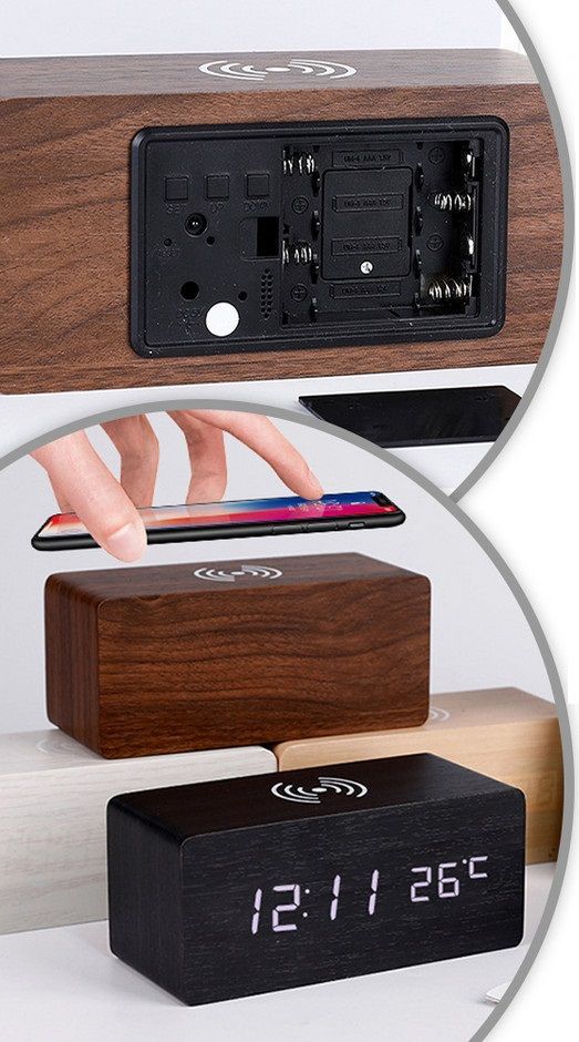 Ψηφιακό ρολόι - Ξυπνητήρι με βάση ασύρματης φόρτισης smartphone - ET025-MINI - 909467 - White