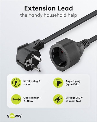 93094-1 GOOBAY μπαλαντέζα προέκταση ρεύματος 93094, schuko, 3x 1.5mm², 5m, μαύρη