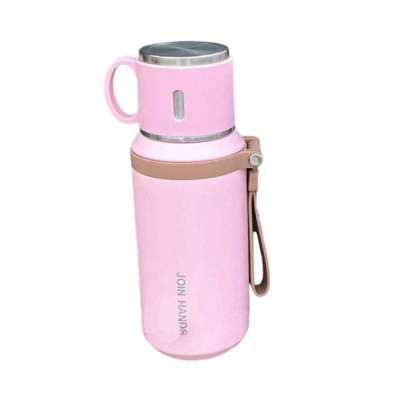 954149-3 Φορητό παγούρι-θερμός με κούπα - 650ml - 954149 - Pink
