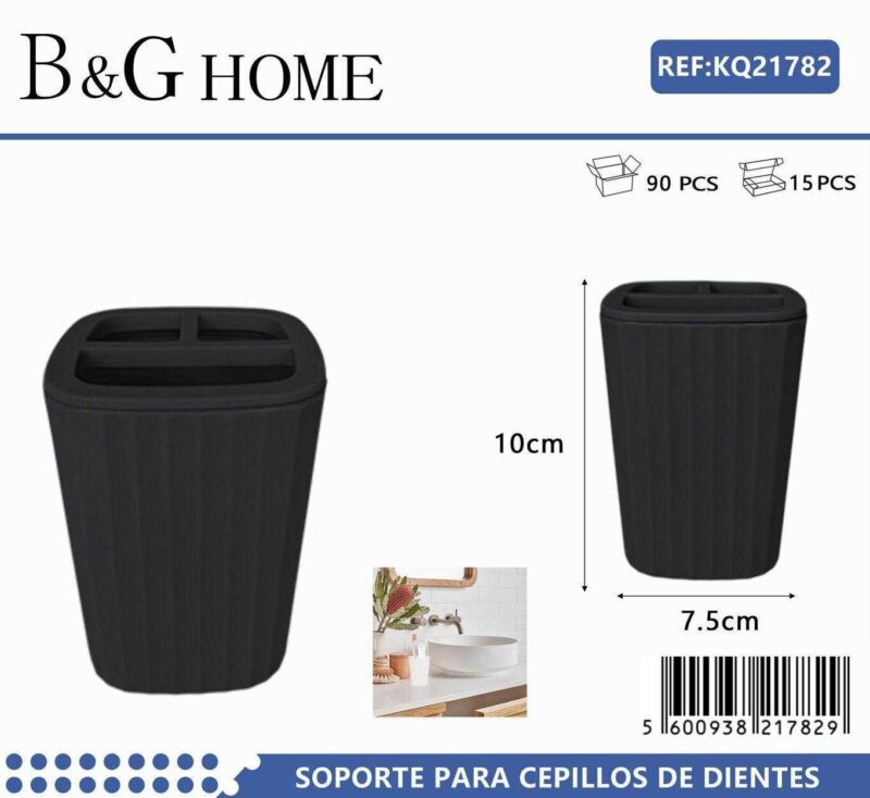 Θήκες οδοντόβουρτσας πλαστικές σε σετ 5Χ - Black - 21782