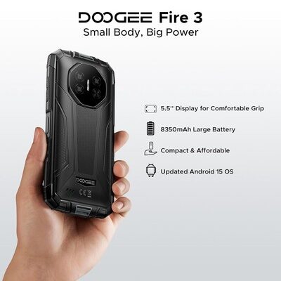 FIRE3-GR-1 DOOGEE smartphone Fire 3, 5.5", 3/64GB, 8350mAh, IP68/IP69K/MIL-STD-810H, μαύρο