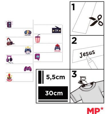 PA011-09-1 MP θερμοκολλητικές ετικέτες ρούχων gaming PA011-09, 19τμχ