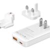 PT-1532-1 POWERTECH φορτιστής τοίχου PT-1532, EU/UK/CN βύσμα, USB/USB-C, 65W, GaN, λευκός