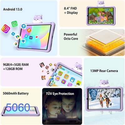 T20MINIKIDS-PR-1 DOOGEE tablet T20 Mini Kids, 8.4", 4/128GB, 4G, Android 13, 5060mAh, μωβ