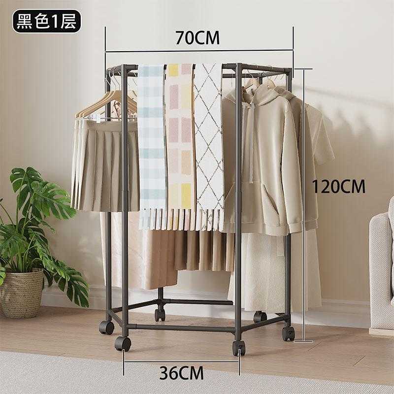 Τροχήλατη κρεμάστρα δαπέδου εξάγωνη - YH9913-1 - 114319 - Black