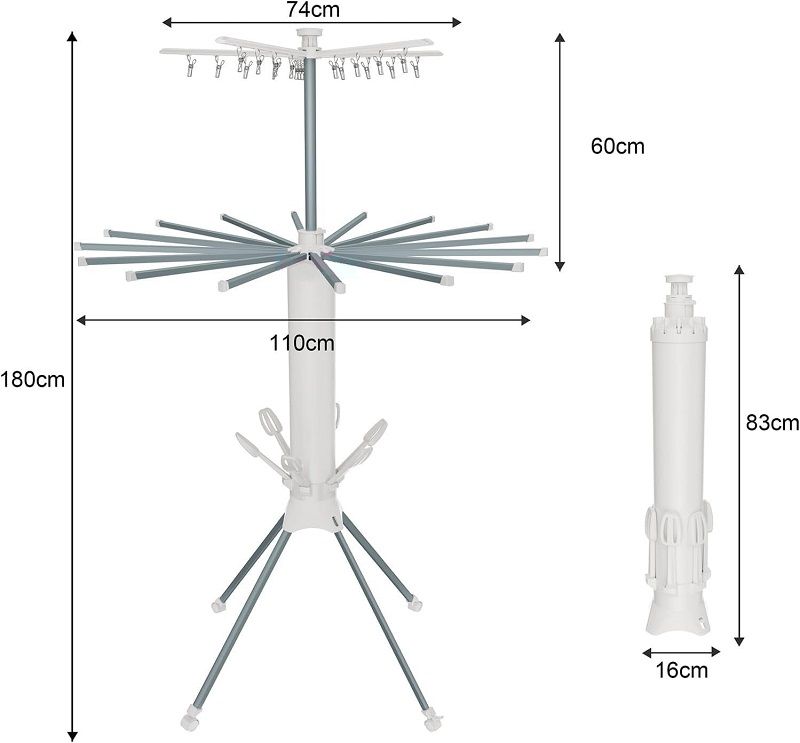 Πτυσσόμενη κρεμάστρα δαπέδου & απλώστρα ρούχων τροχήλατη - 12001-3 - 114258